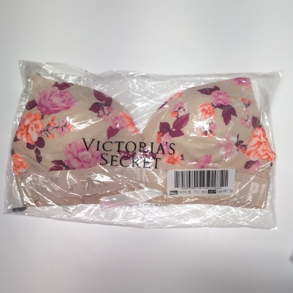 PINK Victoria's Secret Other - NWT Victoria's Secret PINK Wear Everywhere T-Shirt Bra 36A Beige Pink Floral